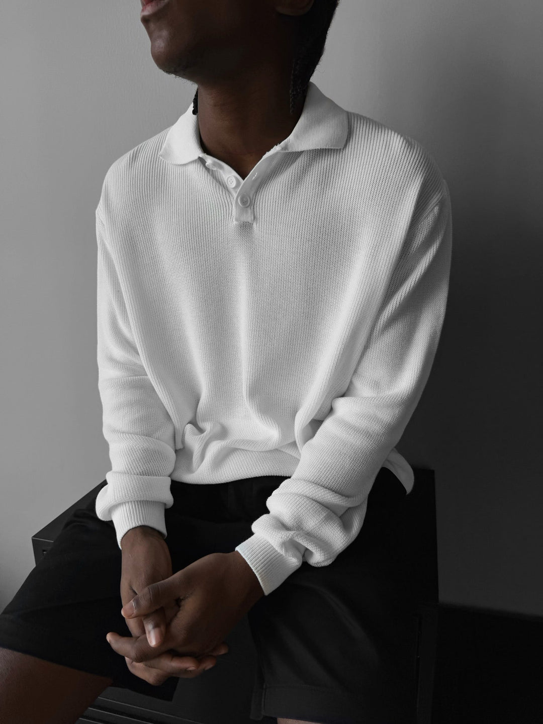 Sweter Polo o Luźnym Fasonie - Ecru
