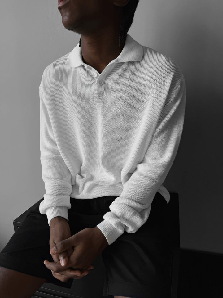 Sweter Polo o Luźnym Fasonie - Ecru