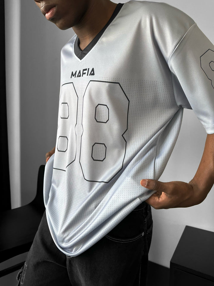 Oversize Varsity Mafia T-Shirt - Szary