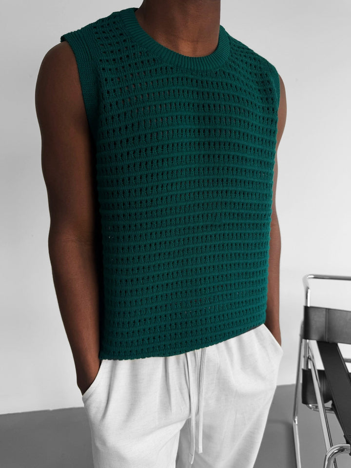 Oversize Grid Tanktop - Zielony
