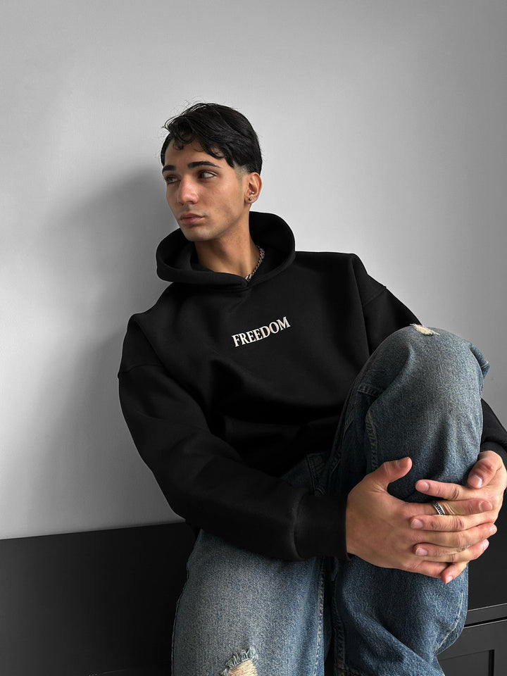 Oversize Freedom Hoodie - Czarny