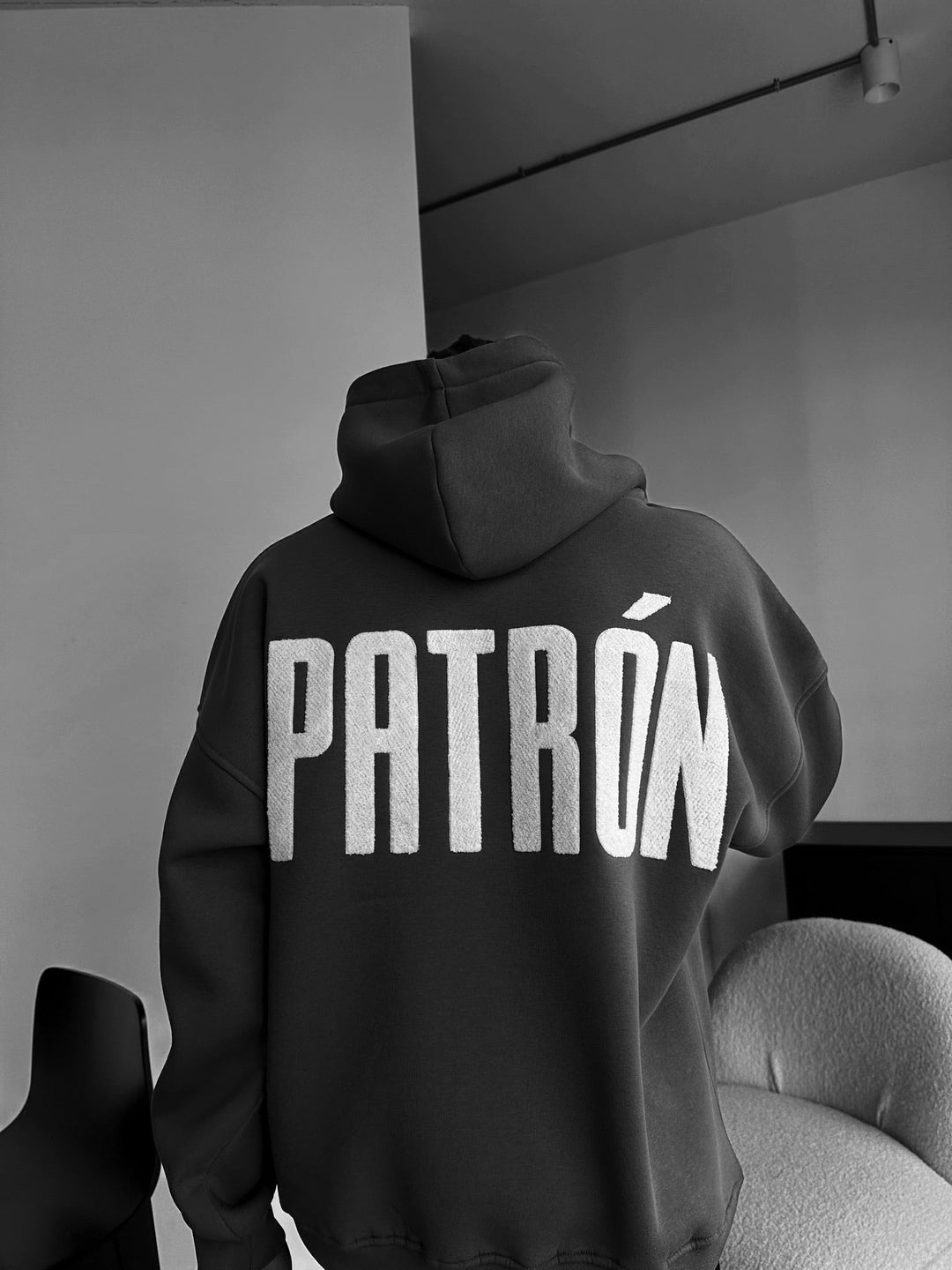 Oversize Szczegółowy Hoodie Patron - Antracyt
