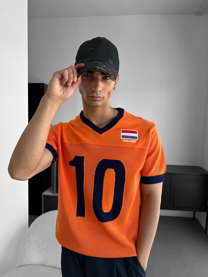 Oversize Holland Knit T-shirt - Pomarańczowy
