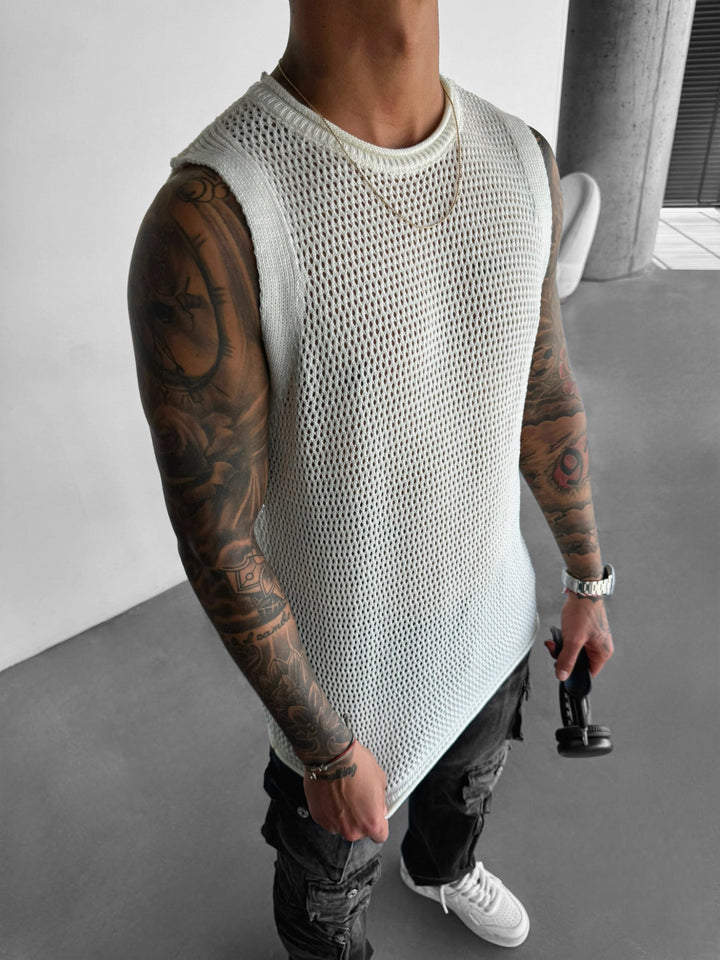 Oversize Teksturowany Top - Biały