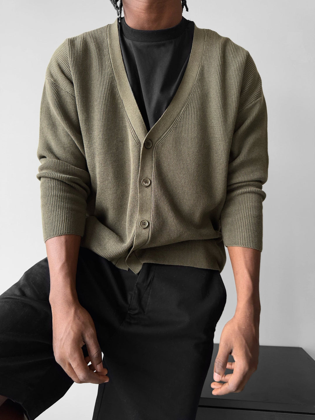 Oversize Crop Cardigan - Khaki