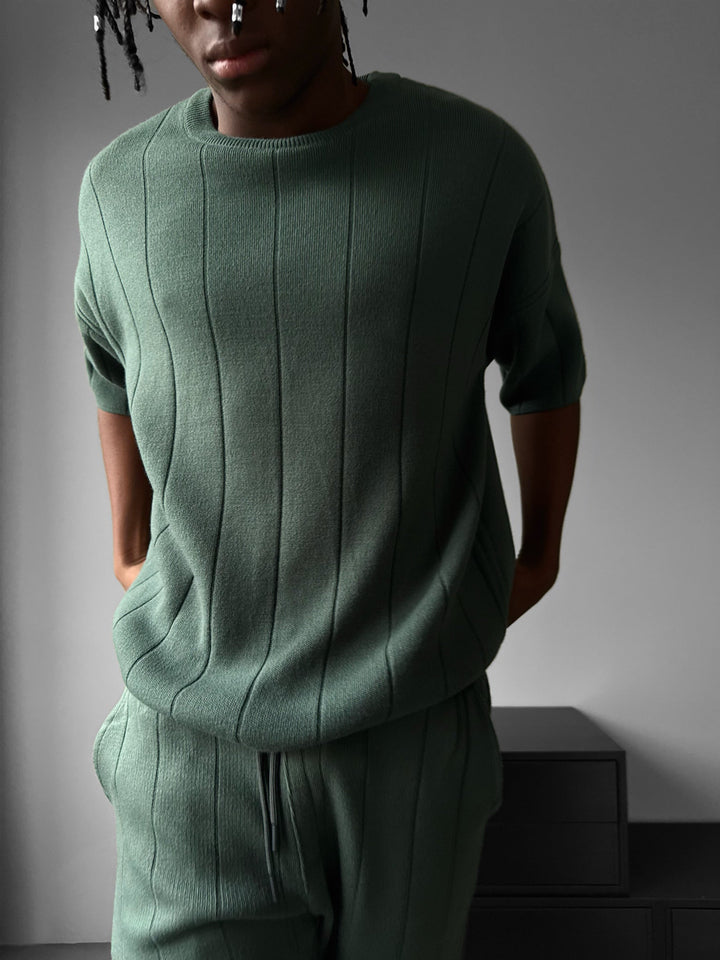 Koszulka Oversize Line Knit - Petrol