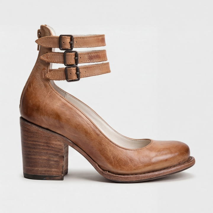 Elegancki retro szpilki z paskiem przy kostce