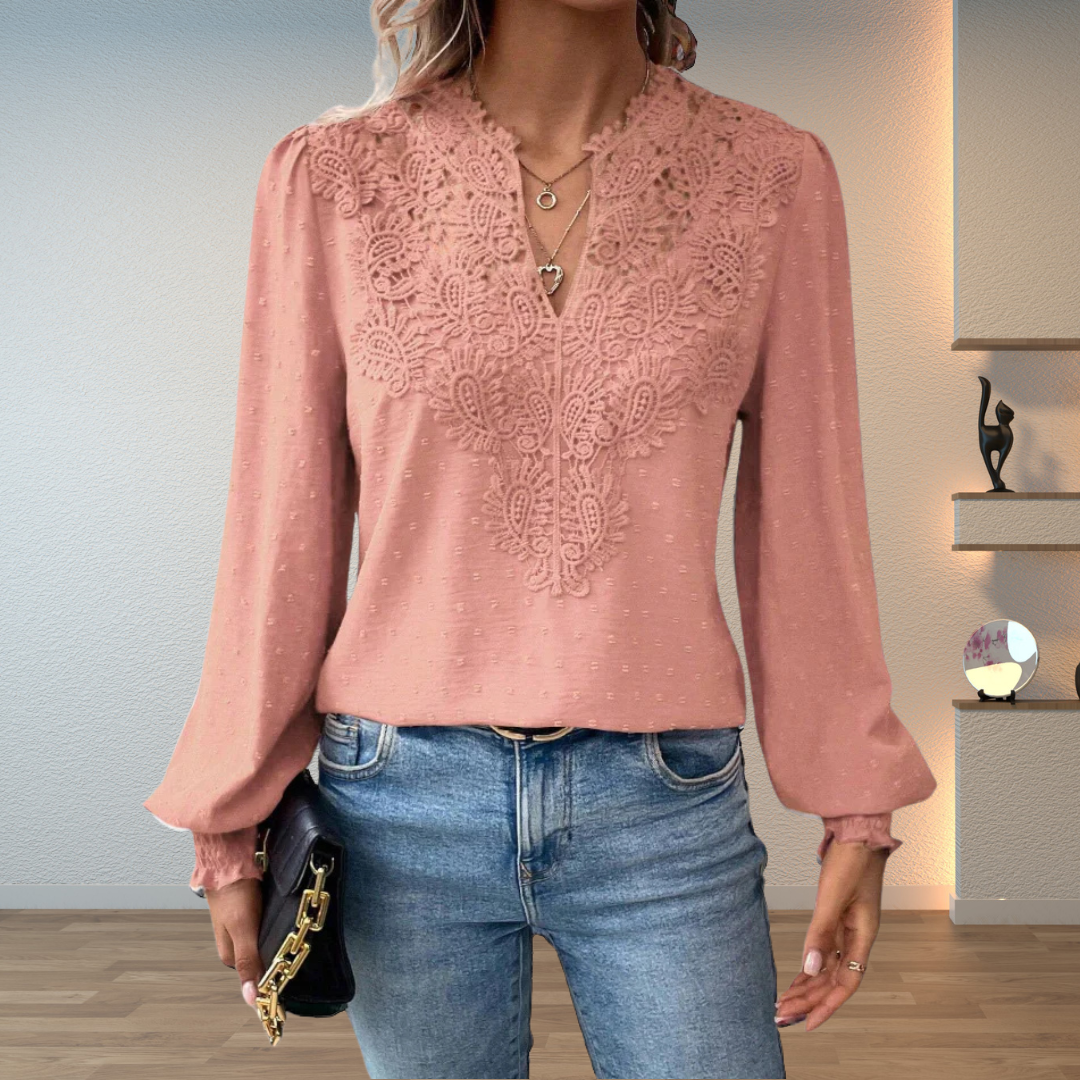 Elegancki Lace-Trim bluzka