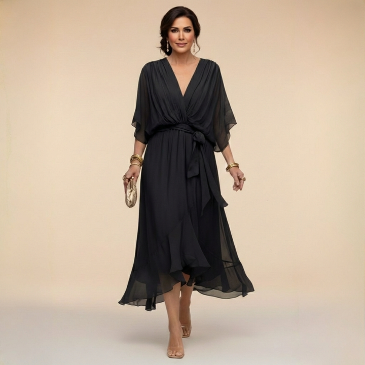 Stylowy Chiffon dekolt V sukienka