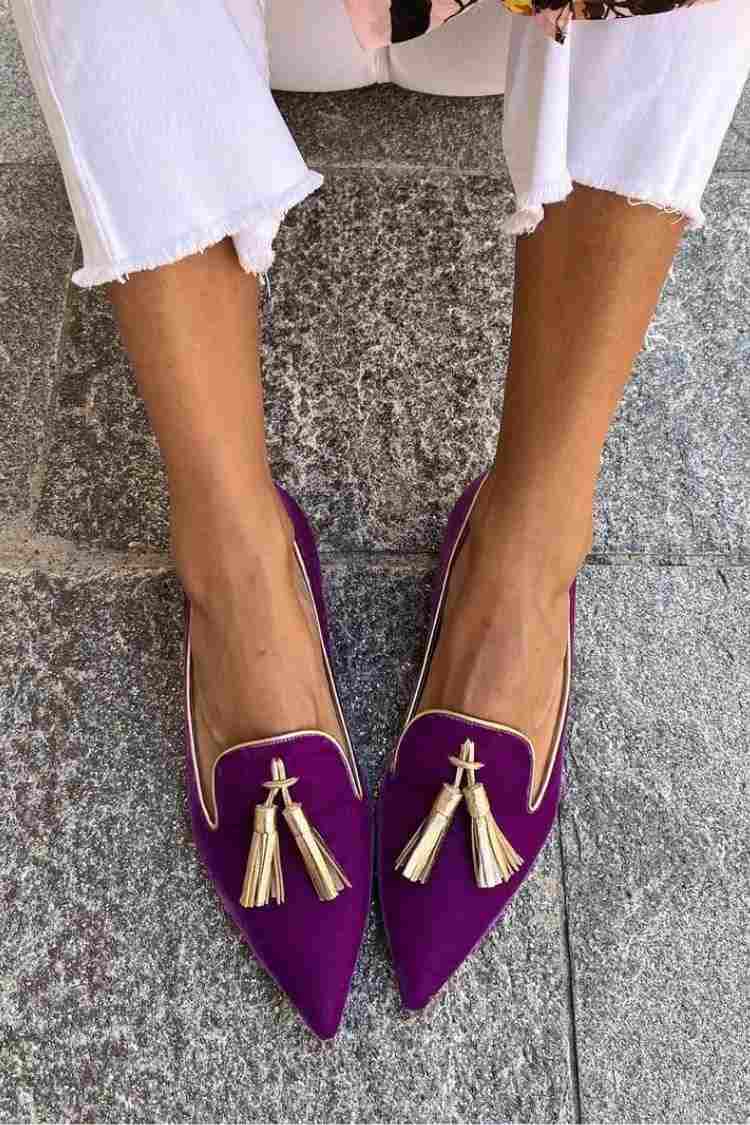 Elegancki Pointed Tassels mokasyn