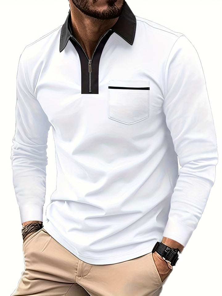 Elegancki zamek-kołnierz koszulka polo