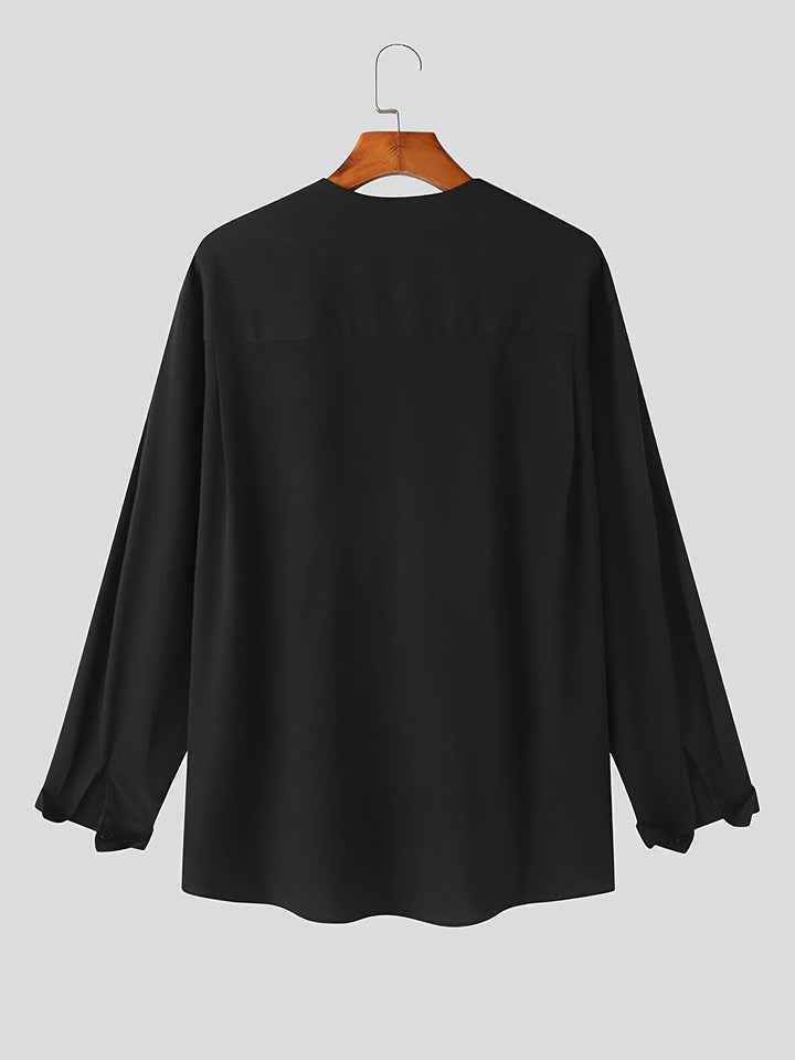 Collarless dekolt V koszula