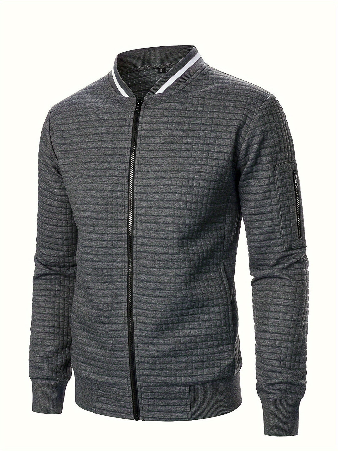 Fakturowany Zip-Up Bomber kurtka
