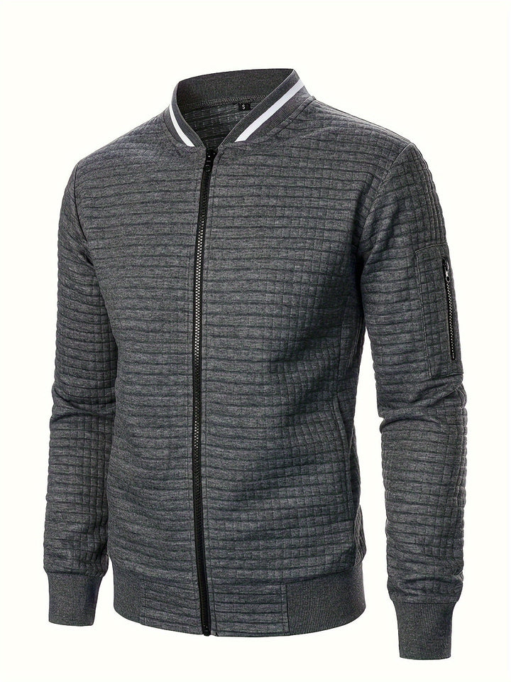 Fakturowany Zip-Up Bomber kurtka