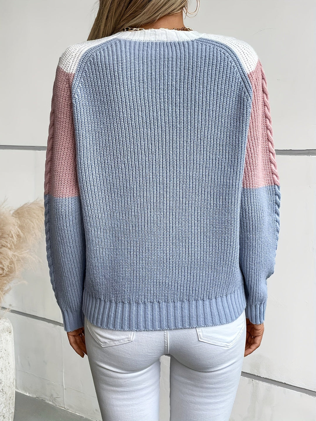 Colorblock dzianina sweter
