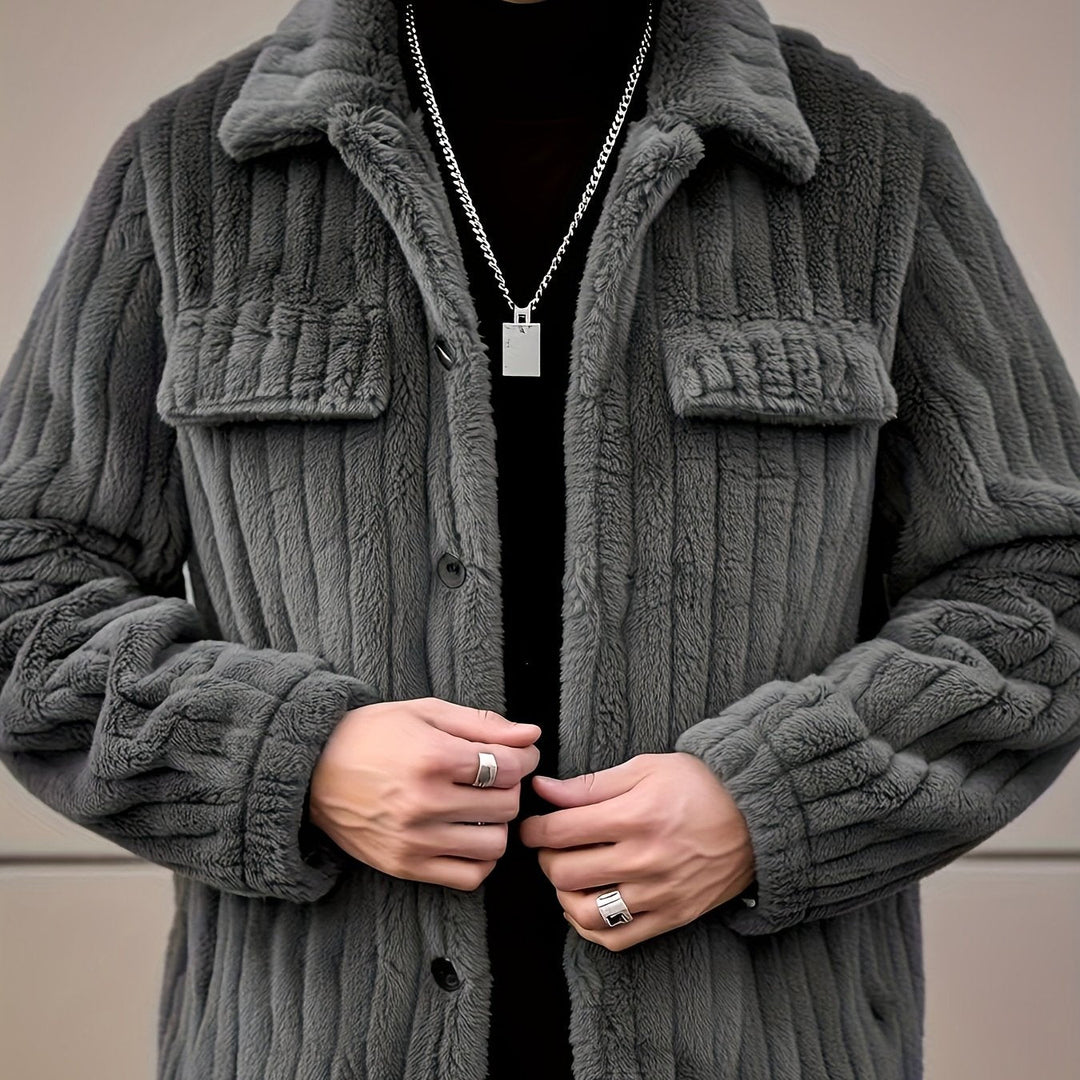 Fakturowany Button-Up kurtka