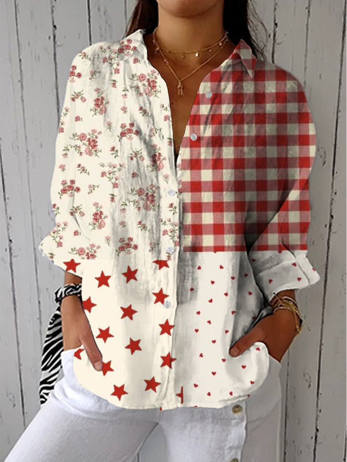 Elegancki Multicolor Patchwork bluzka
