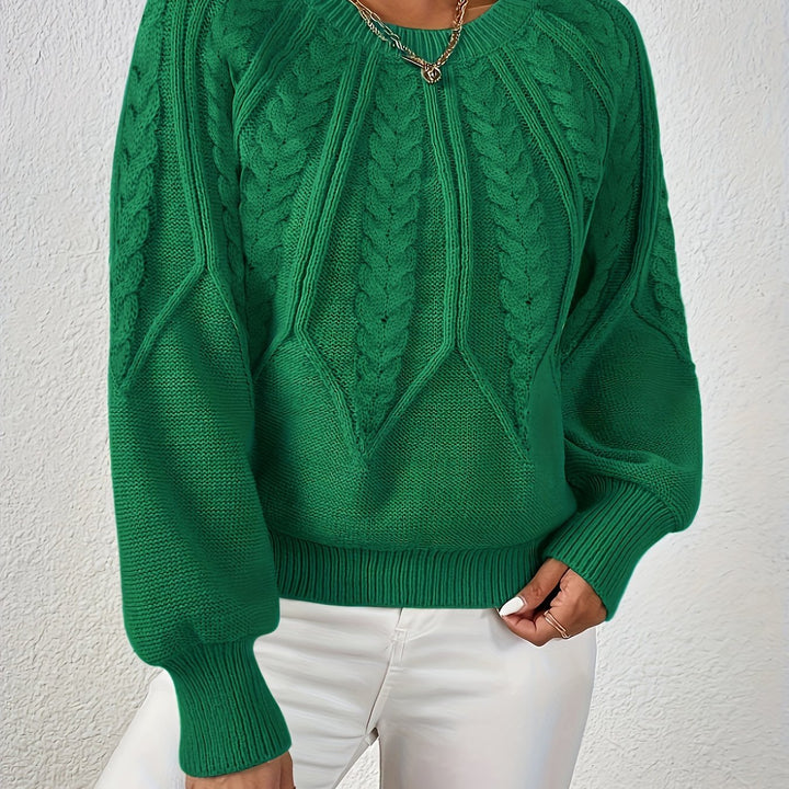 Warkoczowy splot Round-Neck sweter