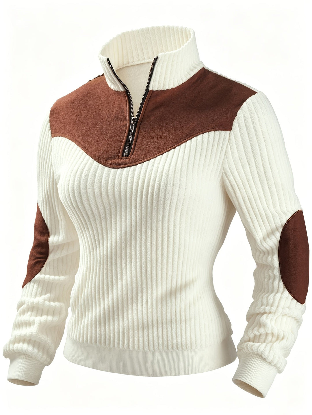 Prążkowany zamek 1/4 sweter