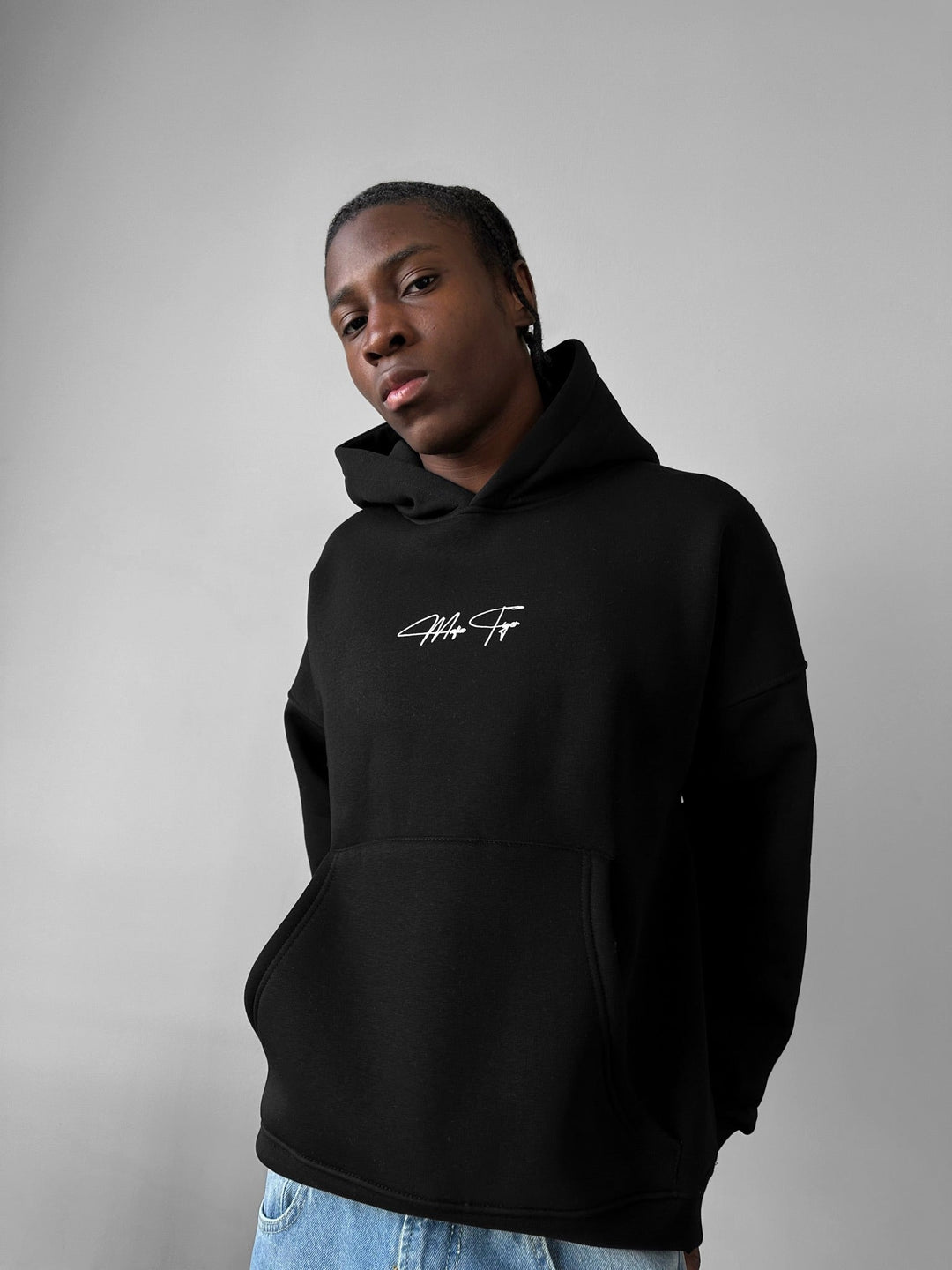 Oversize "Kämpfe mit Stil" Hoodie - Czarny