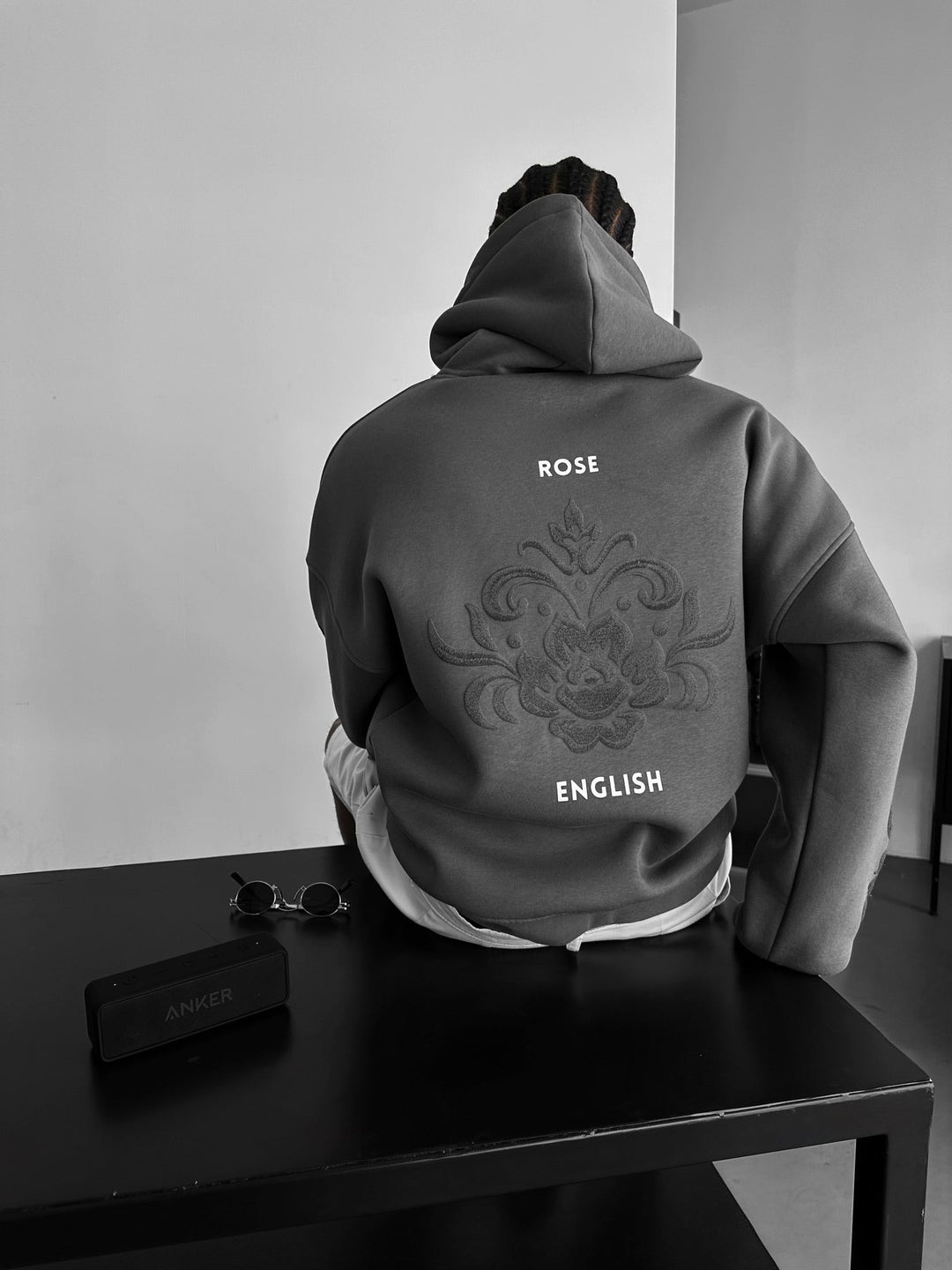 Oversize Damask Hoodie - Antracyt