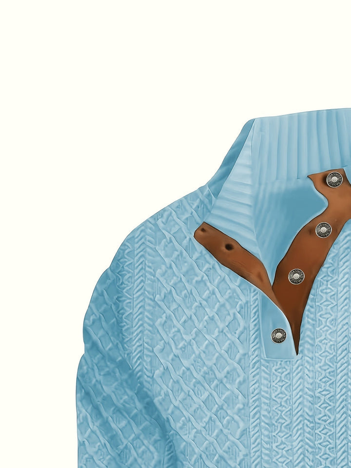 Wyróżniać się kołnierz guzik Henley sweter