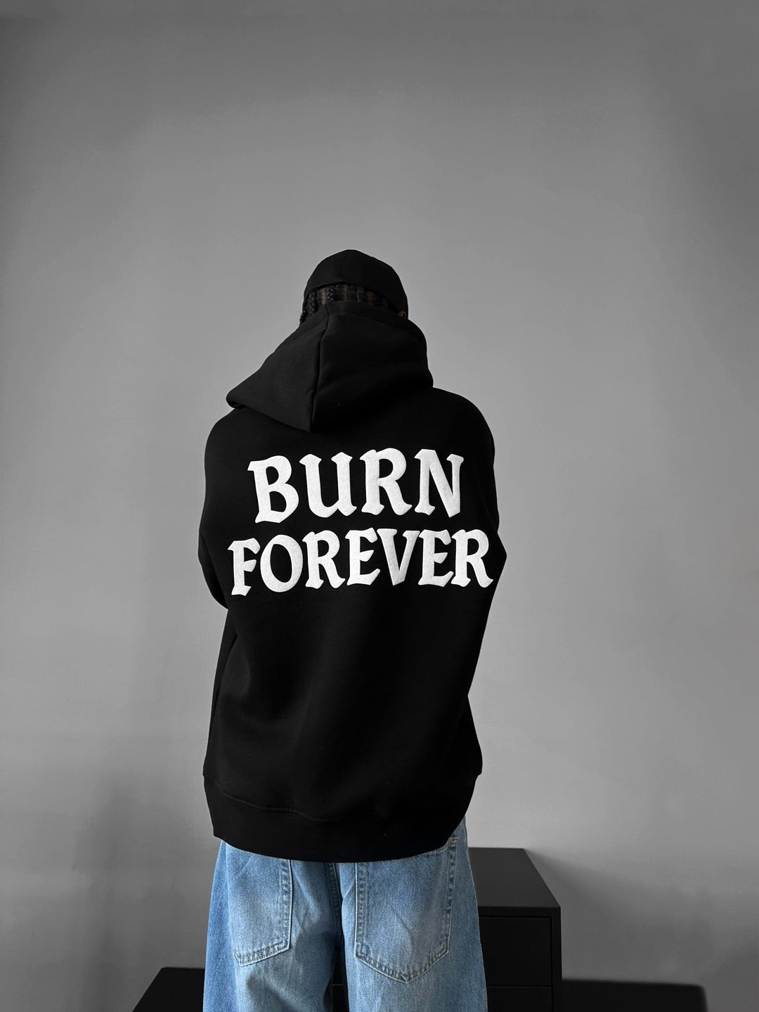 Oversize “Burn Forever” Hoodie - Czarny