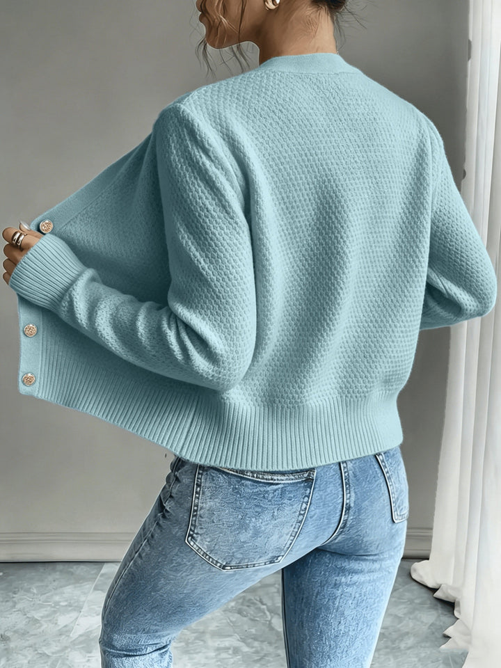 Warkoczowy splot zapięcie na guziki z przodu kardigan