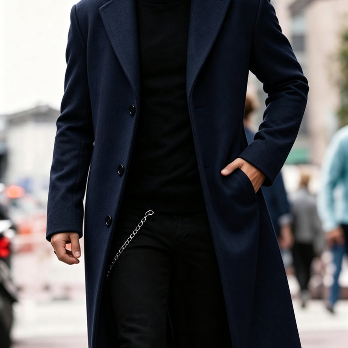 Elegancki długi Trench płaszcz