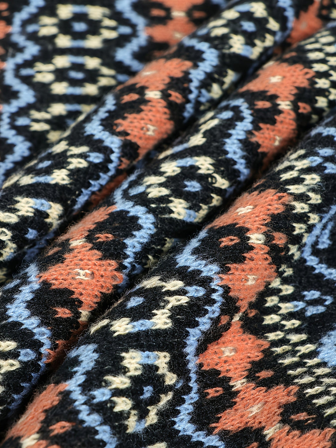 Vintage Jacquard luźny-krój sweter