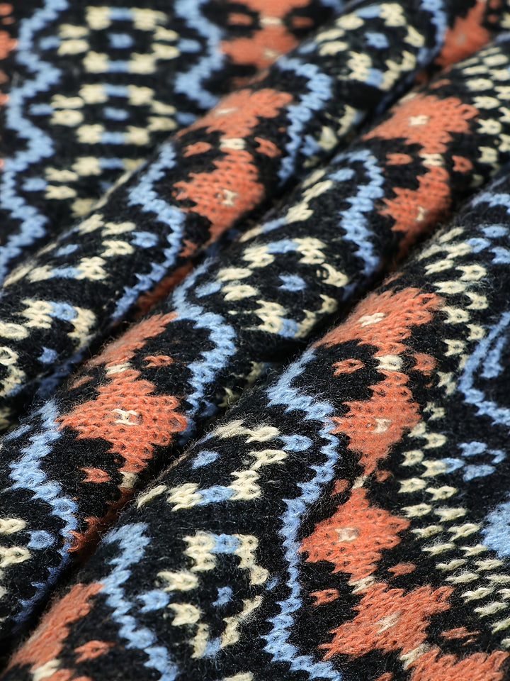 Vintage Jacquard luźny-krój sweter