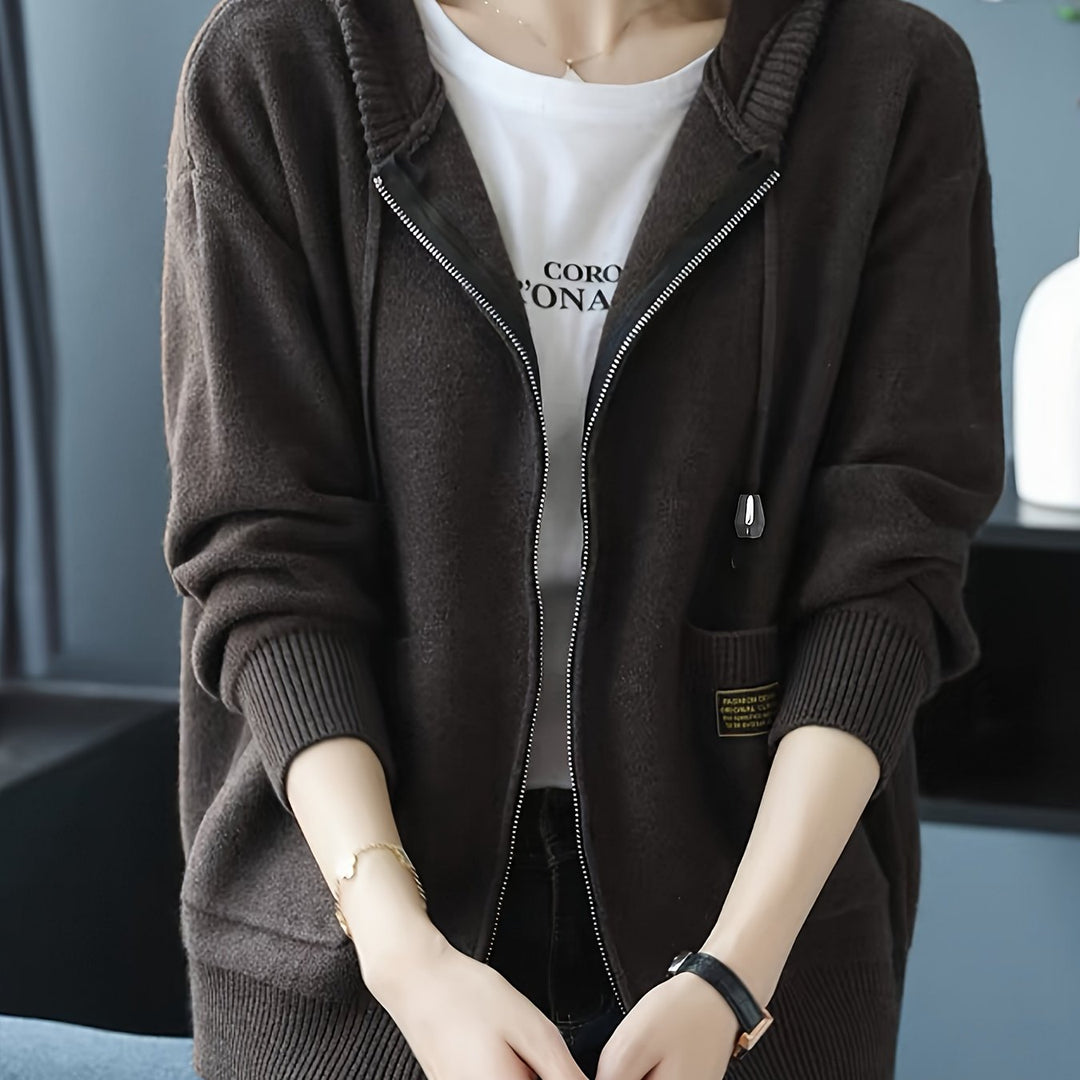 Przytulny Zip-Up z kapturem kardigan