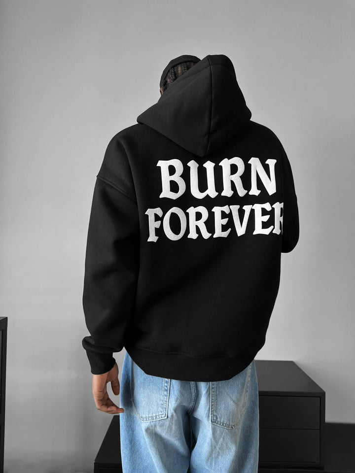 Oversize “Burn Forever” Hoodie - Czarny