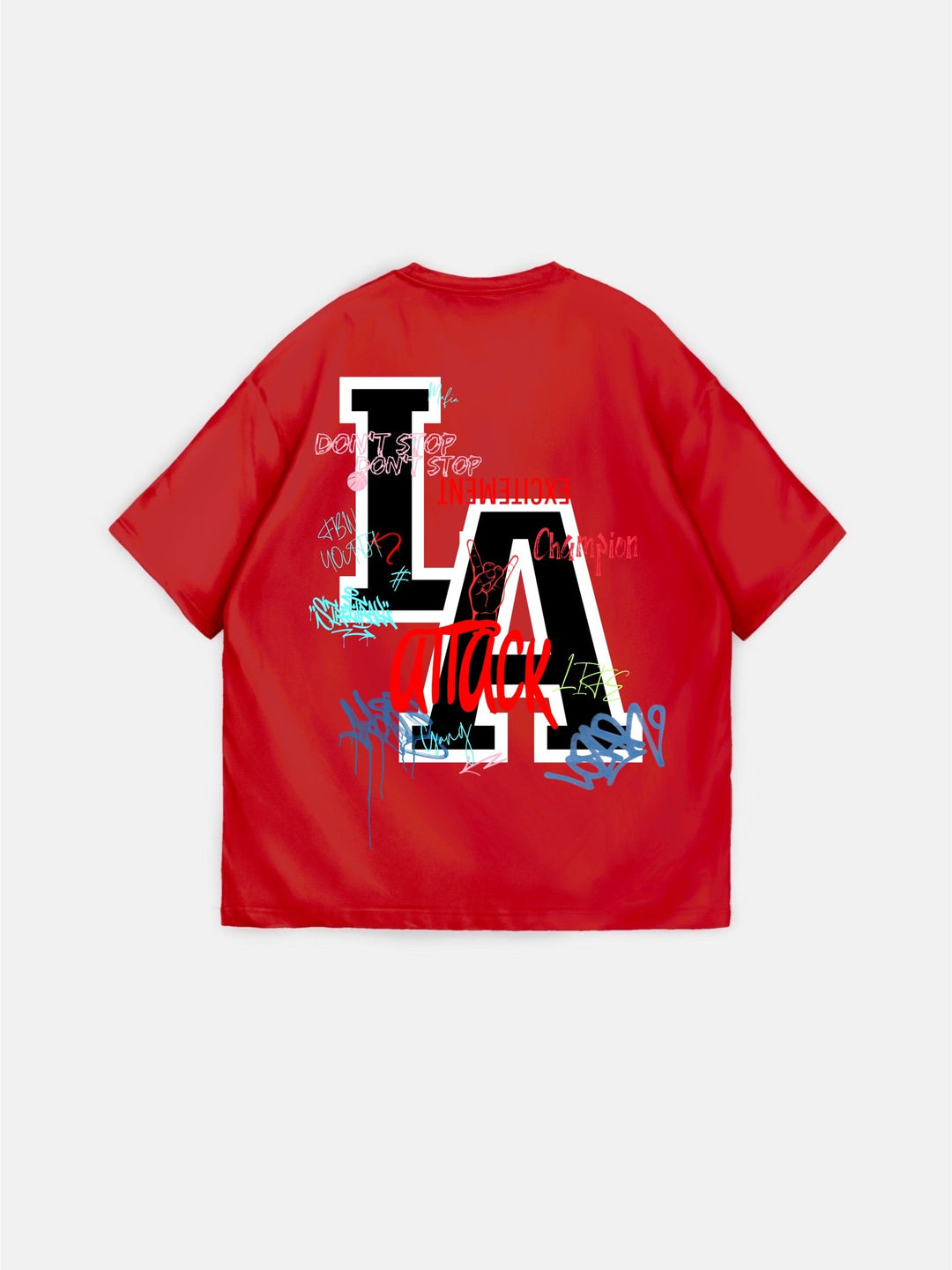 Oversize L.A T-shirt - Czerwony