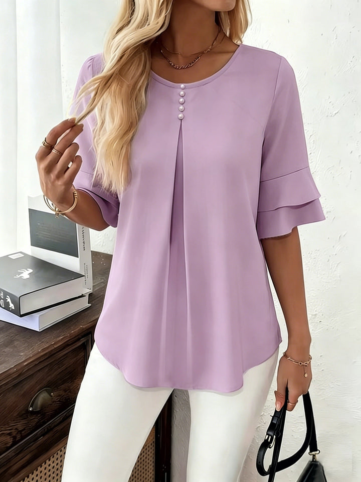 Flared-Sleeve plisowany bluzka