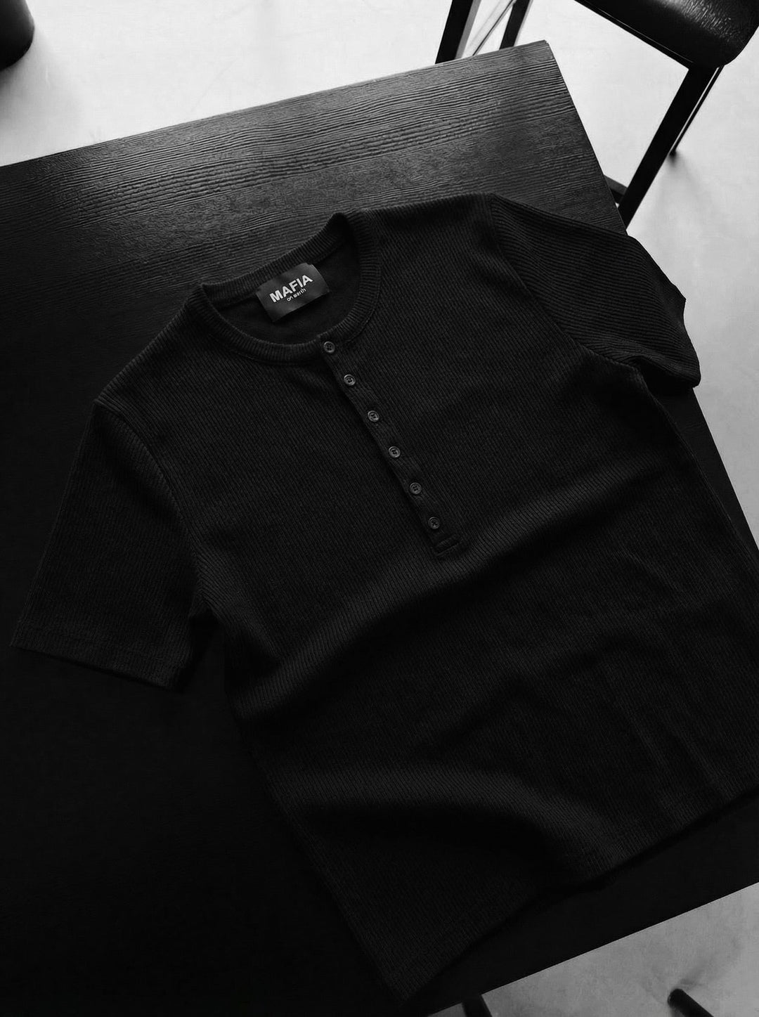 Slim Fit Button T-shirt - Czarny
