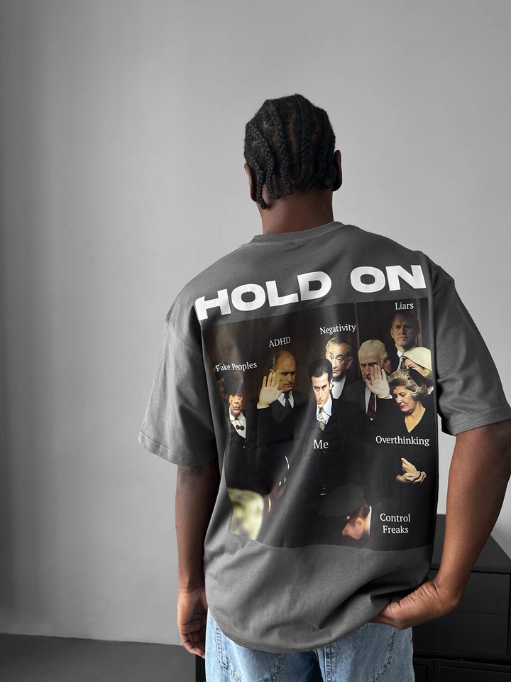 Oversize "Hold On" T-Shirt - Antracyt