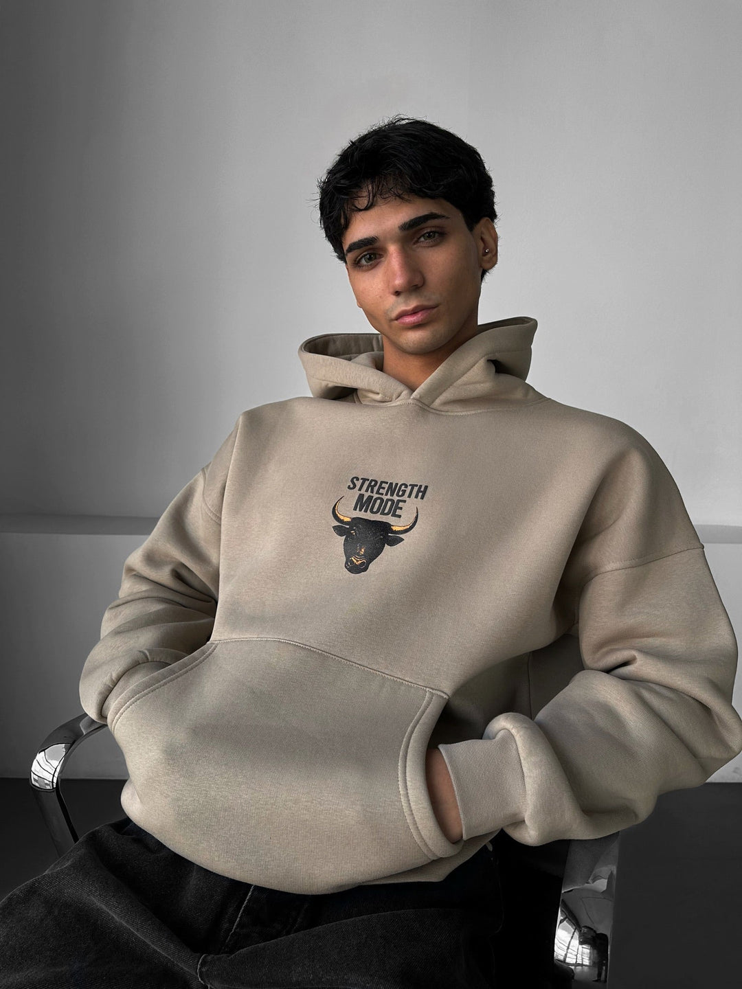 Hoodie w trybie oversize - Kamień
