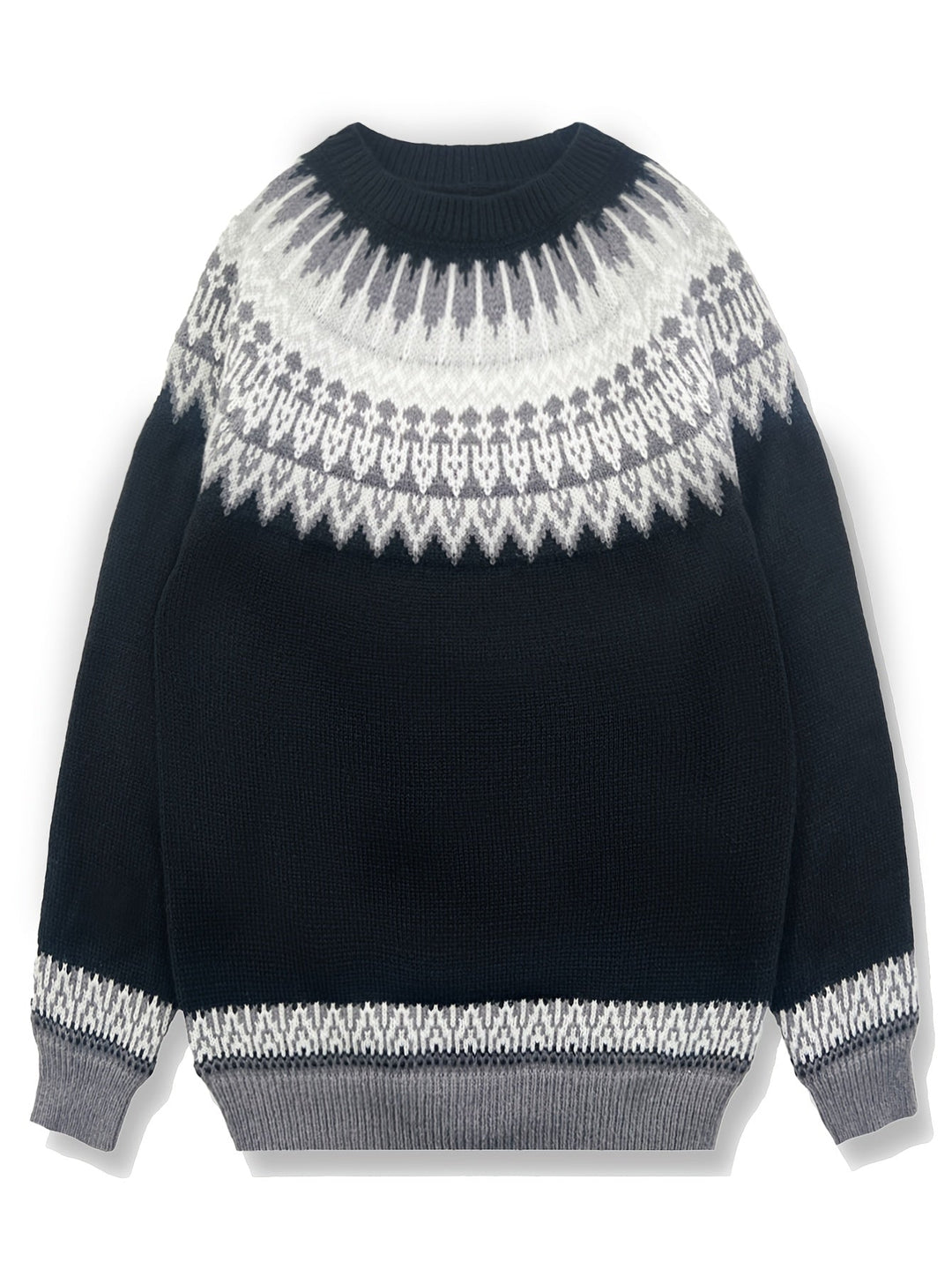Chunky Jacquard Round szyja sweter