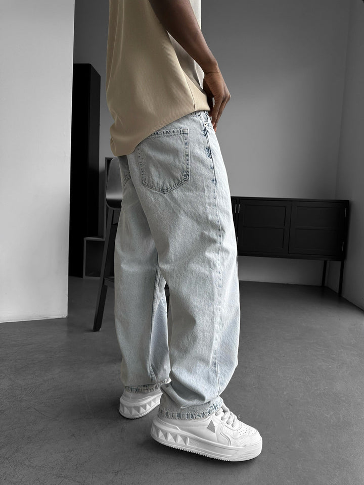 Baggy Jeans Front Line - Lodowy Niebieski