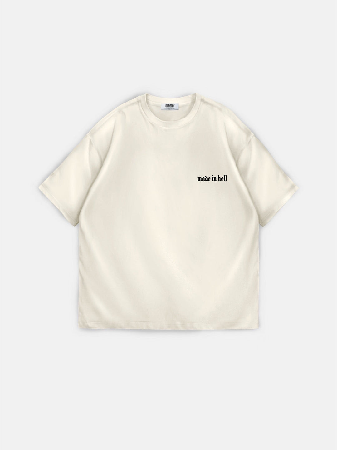 Oversize T-shirt Made in Hell - Beżowy