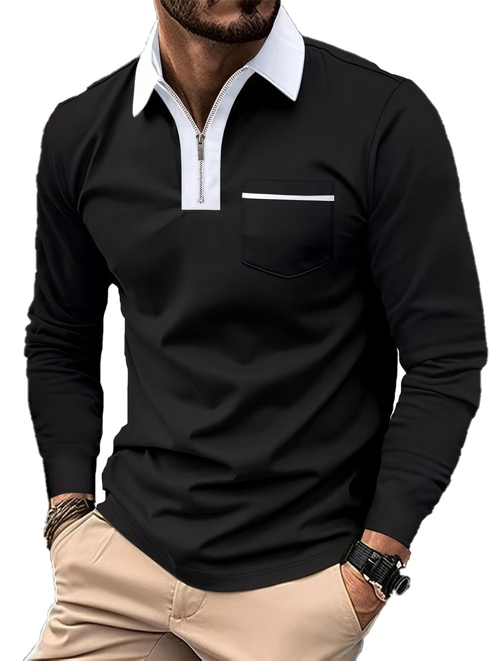 Elegancki zamek-kołnierz koszulka polo