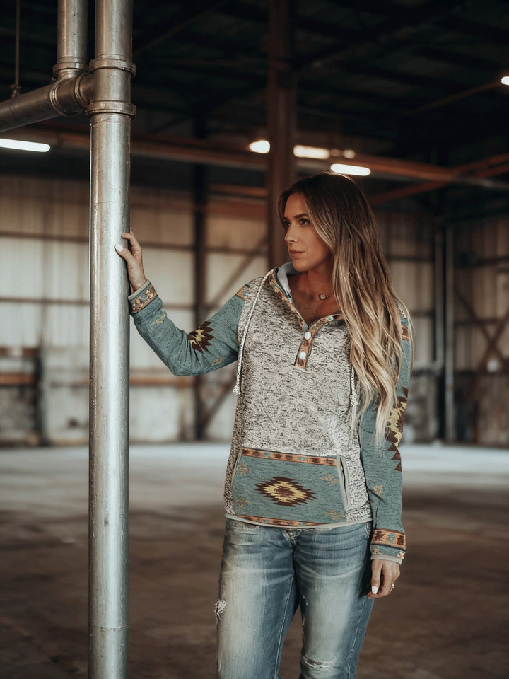 Inspirowany stylem western bluza z kapturem