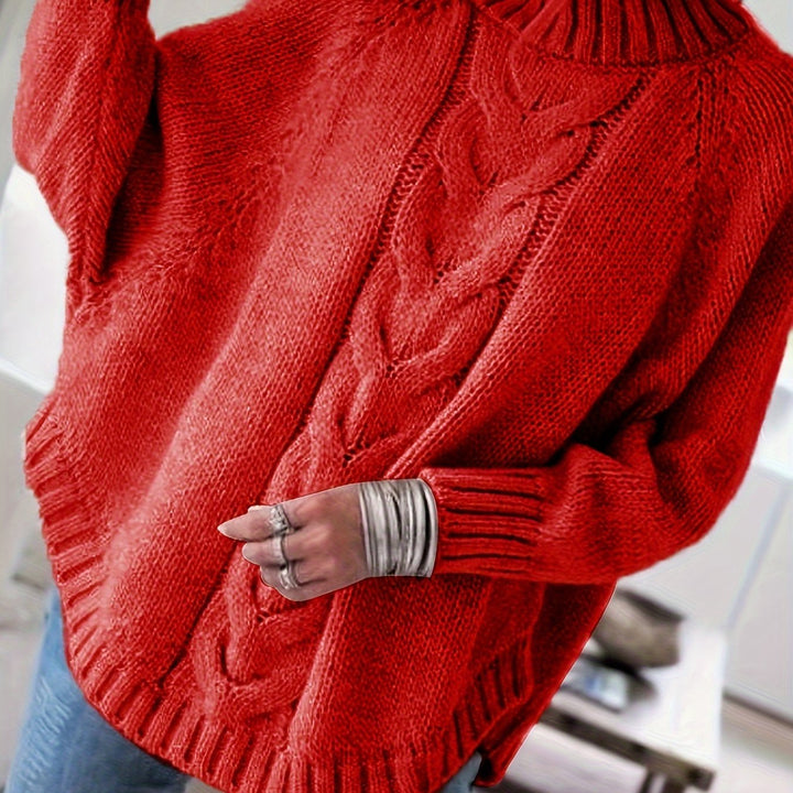 Przytulny wysoki-szyja warkoczowy splot sweter