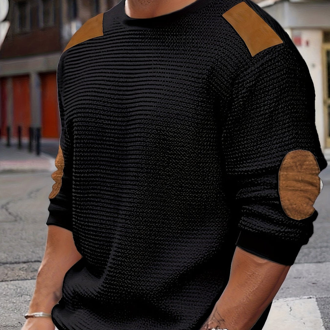 Fakturowany Elbow-Patch sweter