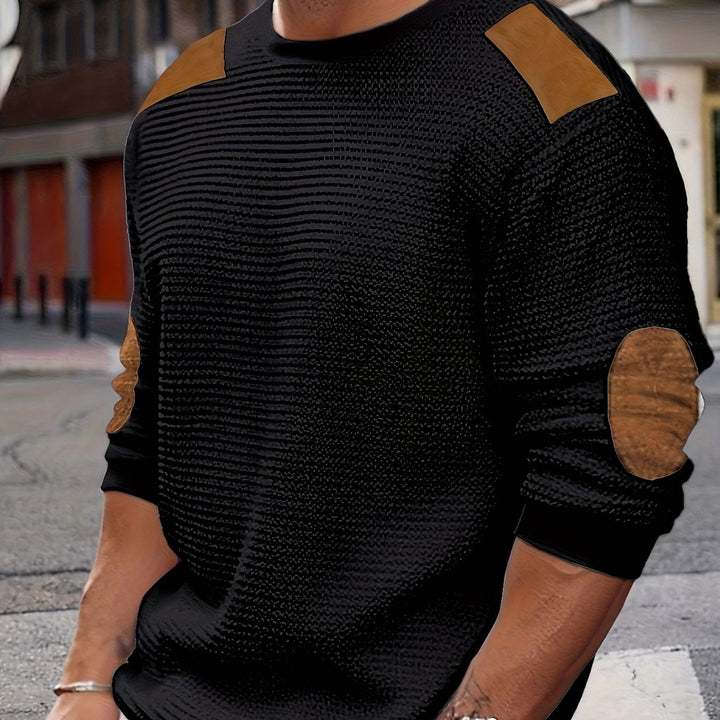 Fakturowany Elbow-Patch sweter