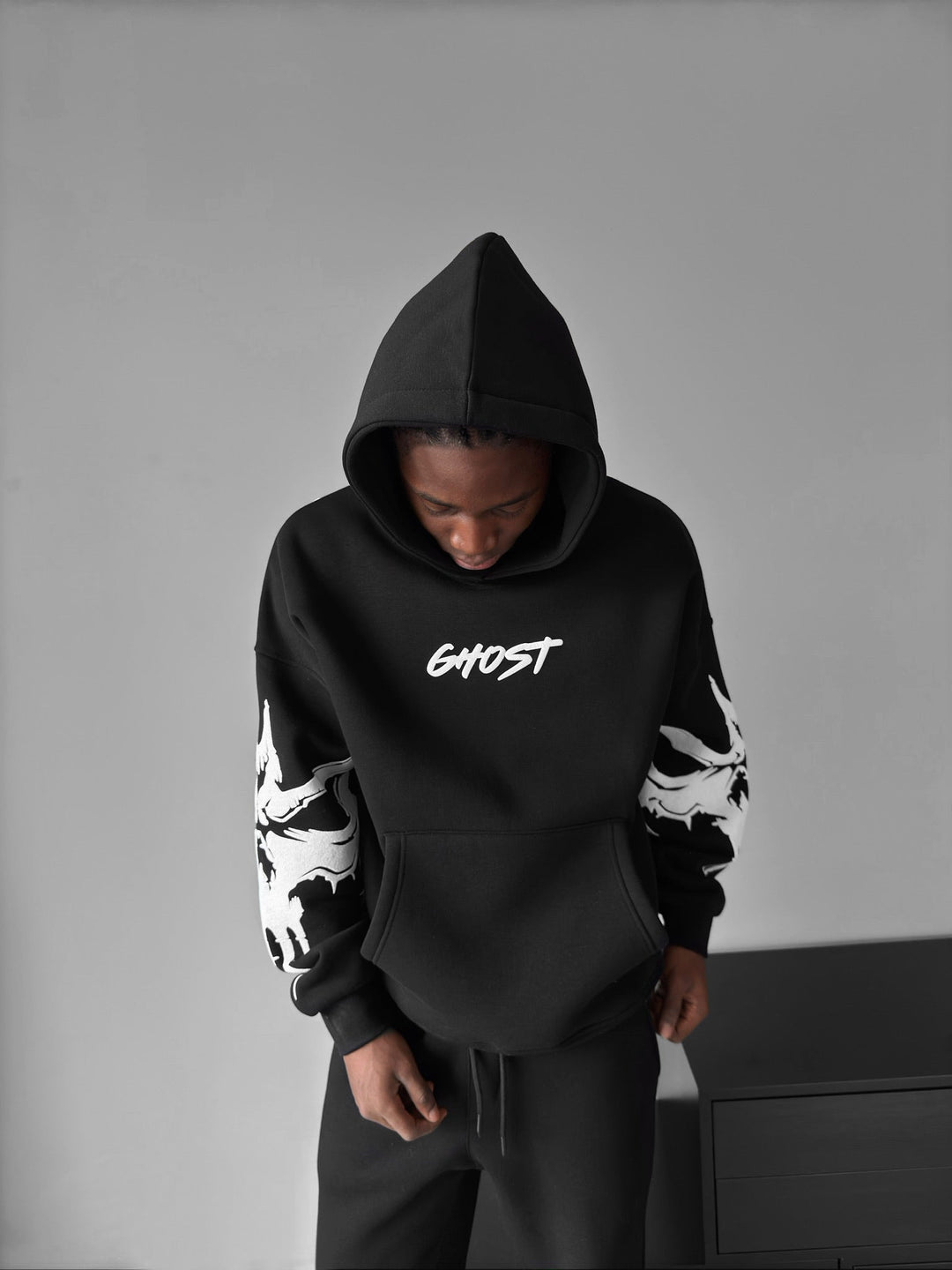 Oversize Ghost Hoodie - Czarny