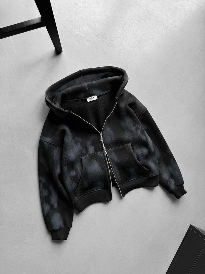 Oversize Effect Prana Zipper Hoodie - Czarny