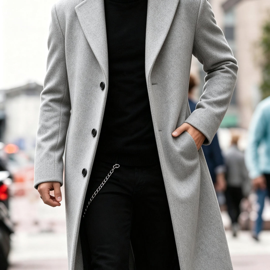 Elegancki długi Trench płaszcz