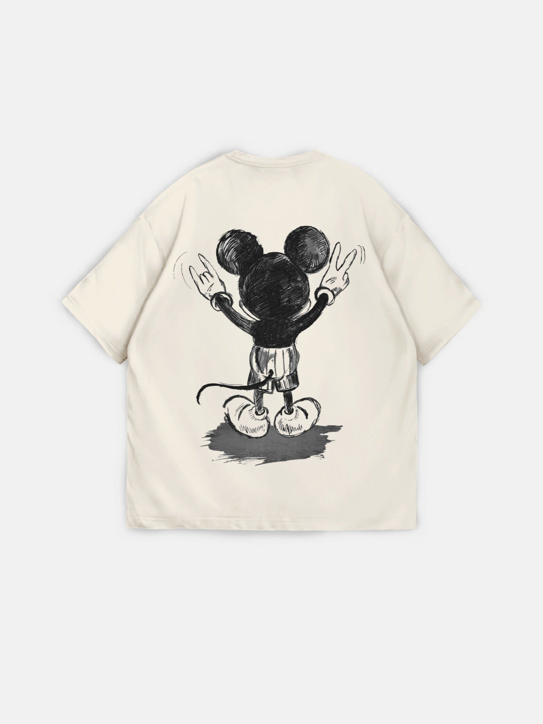 T-shirt Oversize z Myszką - Beżowy